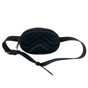 Geestock Black Leather Women's Purse Travel Belt Bag Fanny Pack - Preowned